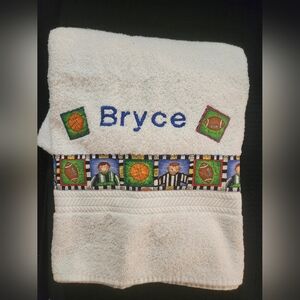Boys Sports Themed Bath Pool Beach Towel Personalized With The Name Bryce